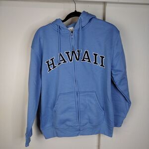 Sweatshirt Zip Up Hoodie Hawaii Logo Design Light Blue Womens Size S Ba Ba